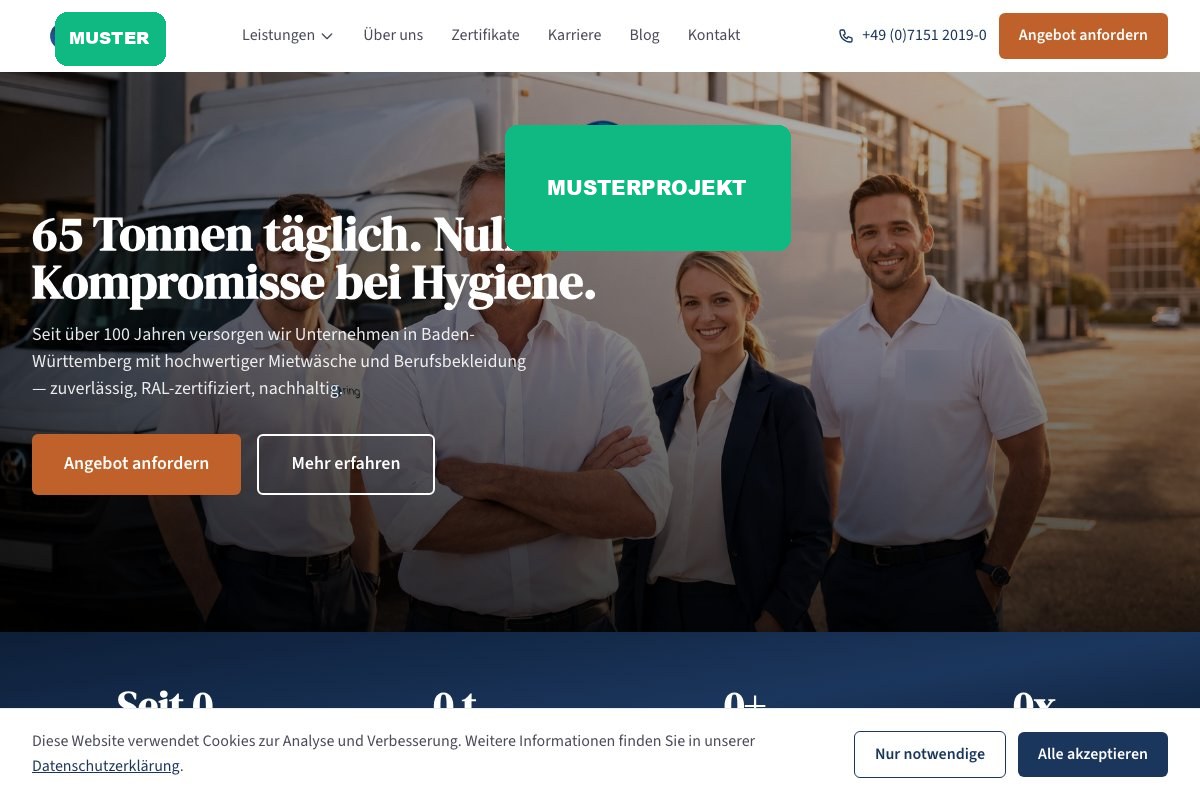 Textilservice-Website nachher (Beispielprojekt)